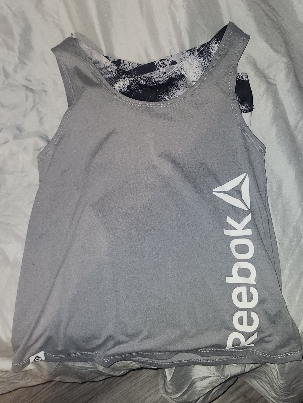 Reebok Gray and White Athletic Shorts - Kids